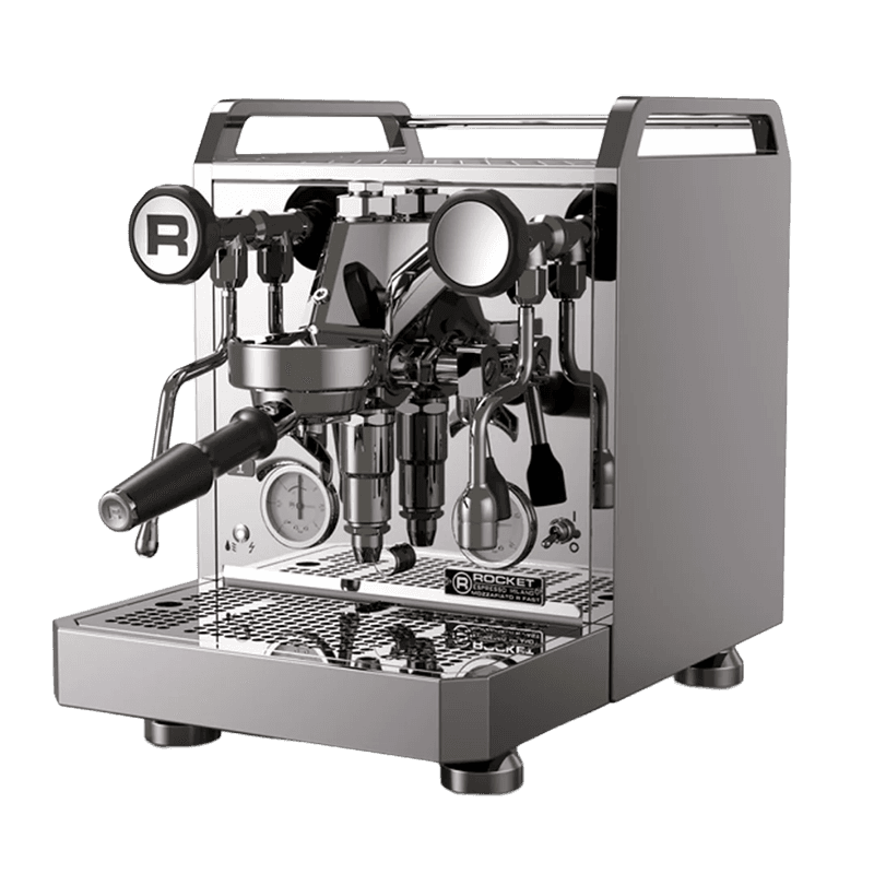 Rocket Espresso Milano Mozzafiato: chromfarbene Einkreis-Siebträgermaschine mit Druckmanometer und Dampflanze