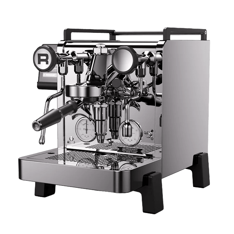 Rocket Espresso R58 Profi-Espressomaschine in poliertem Edelstahl mit Manometer, Siebträger und Dampf-/Heißwasserlanze